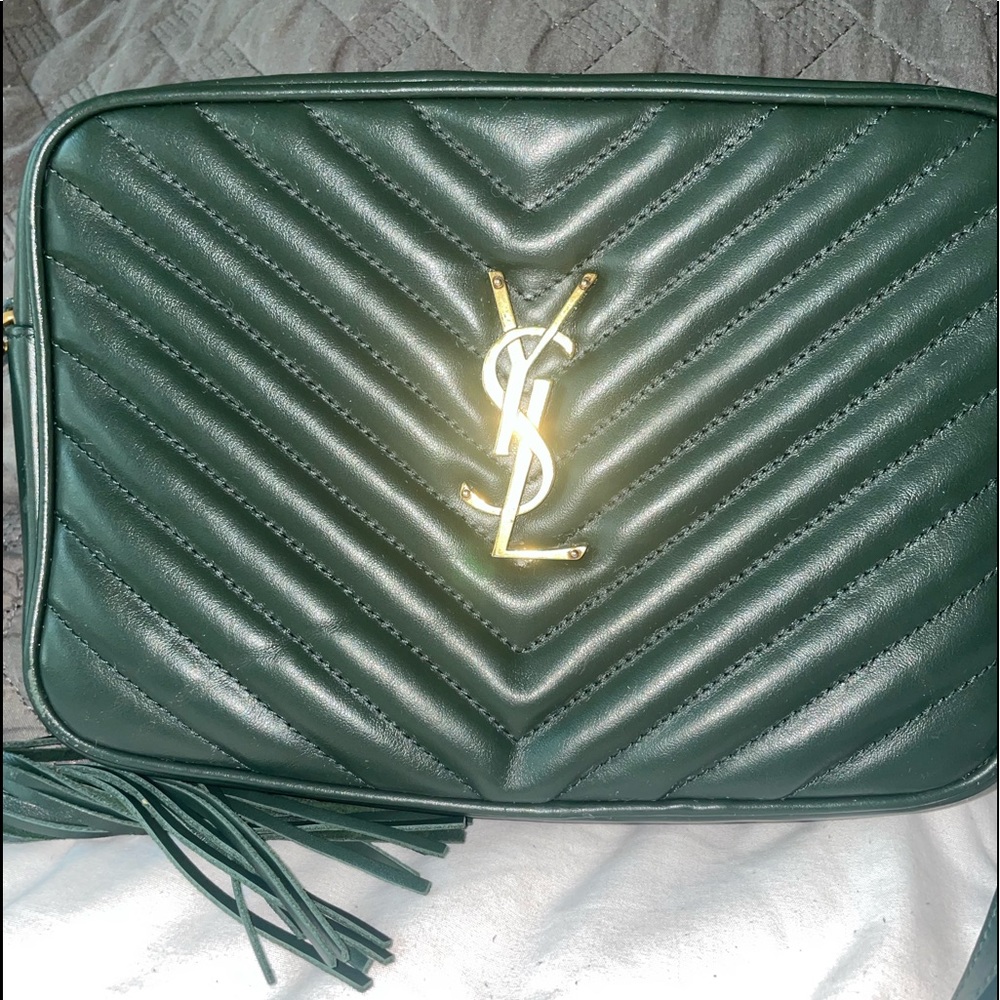 YSL LOU CAMERA BAG IN QUILTED LEATHER in Vert Fonce beautiful fall green.